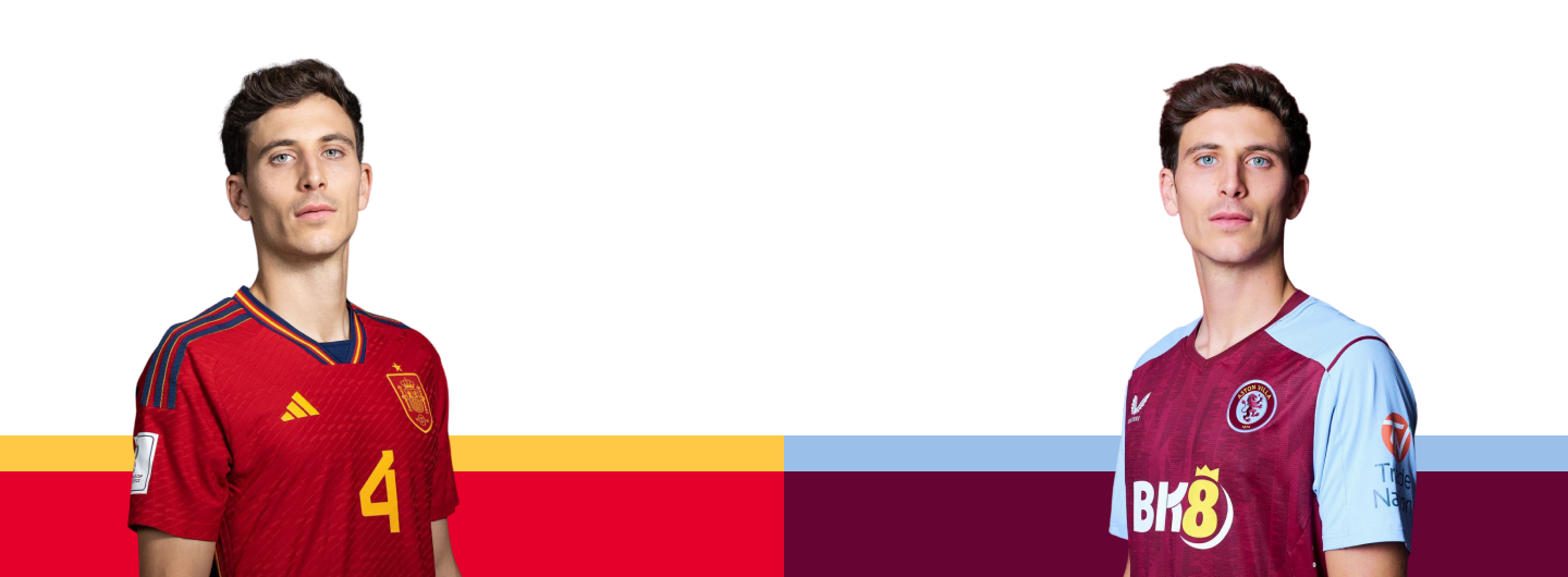 Pau Torres con equipación de la Roja y Aston Villa